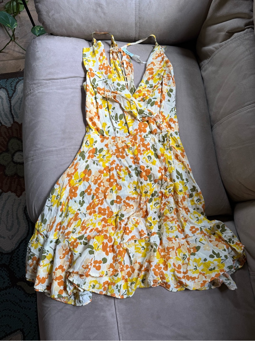 Kimchi Blue Yellow & Orange Floral Mini Dress
